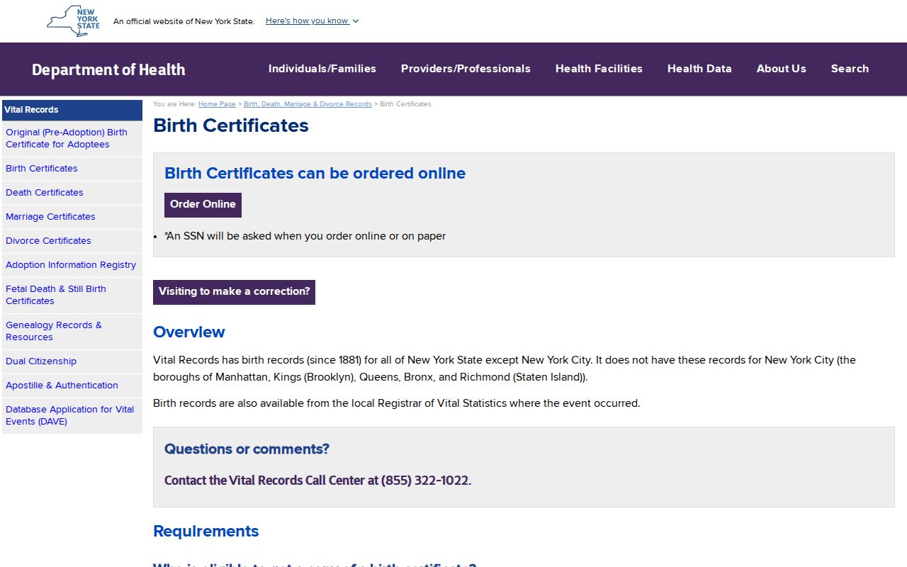 Halfmoon resident lookup New York vital-record application source