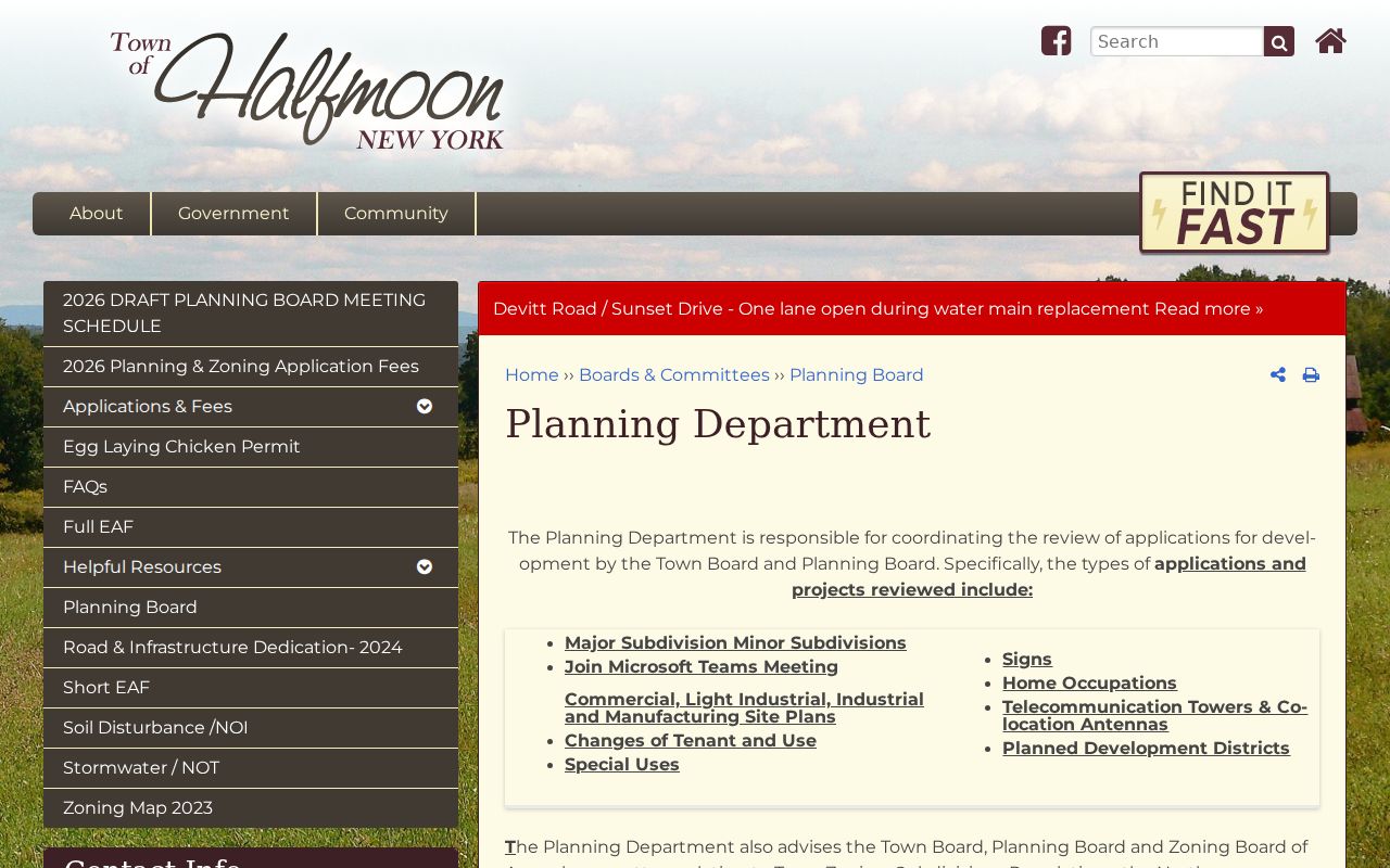 Halfmoon street directory planning department address and subdivision resources