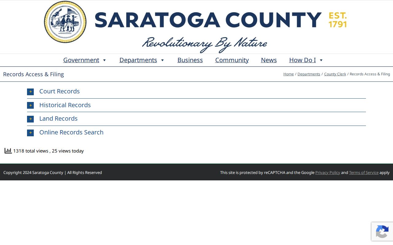 Halfmoon street directory Saratoga County Clerk land-record access page